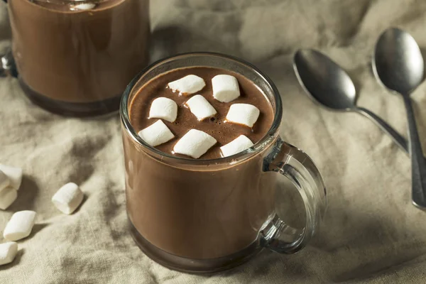 Cacau Quente Chocolate Caseiro Doce Com Pequenos Marshmallows — Fotografia de Stock