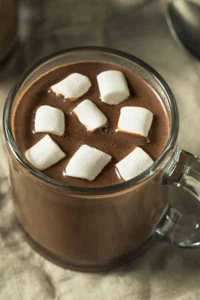 Cacau Quente Chocolate Caseiro Doce Com Pequenos Marshmallows — Fotografia de Stock