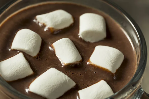 Cacau Quente Chocolate Caseiro Doce Com Pequenos Marshmallows — Fotografia de Stock