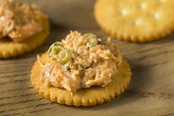 Salsa Casera Salmón Cajón Picante Con Galletas Saladas — Foto de Stock