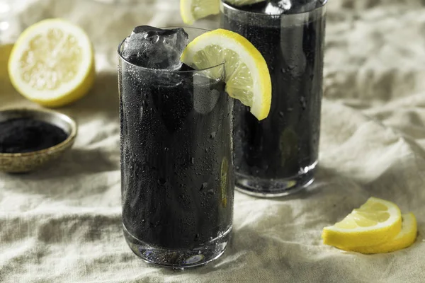 Orzeźwiający Napój Detox Lemoniady Czarny Węgiel Aktywowany — Zdjęcie stockowe