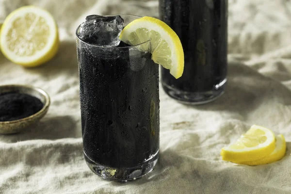 Orzeźwiający Napój Detox Lemoniady Czarny Węgiel Aktywowany — Zdjęcie stockowe
