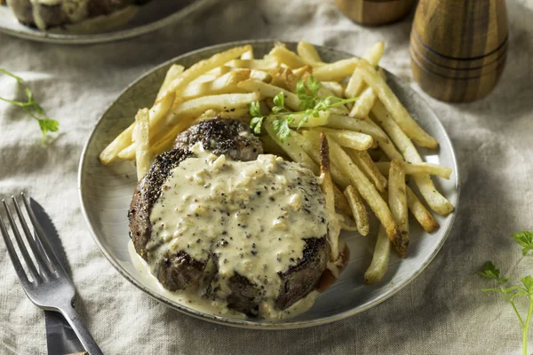 Bife Caseiro Poivre Com Molho Pimenta — Fotografia de Stock