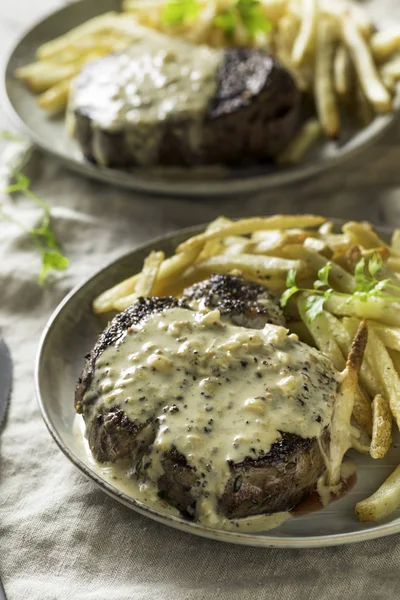 Bife Caseiro Poivre Com Molho Pimenta — Fotografia de Stock