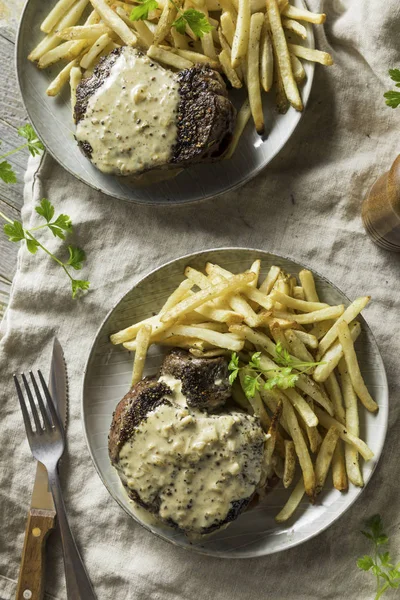 Bife Caseiro Poivre Com Molho Pimenta — Fotografia de Stock