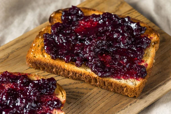 Organic Homemade Blueberry Huckleberry Preserves Toast — Stock Photo, Image