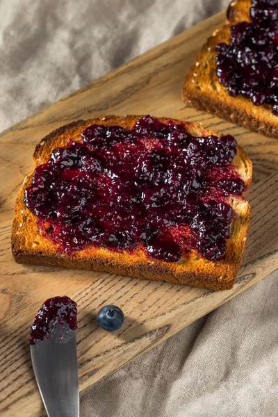 Organic Homemade Blueberry Huckleberry Preserves Toast — Stock Photo, Image