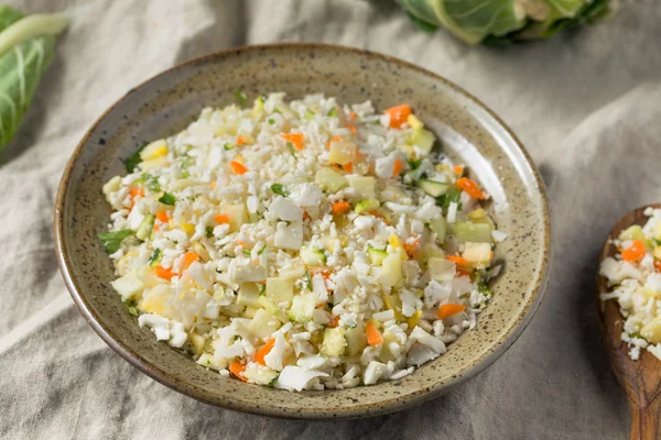 Arroz Coliflor Blanco Orgánico Crudo Tazón — Foto de Stock