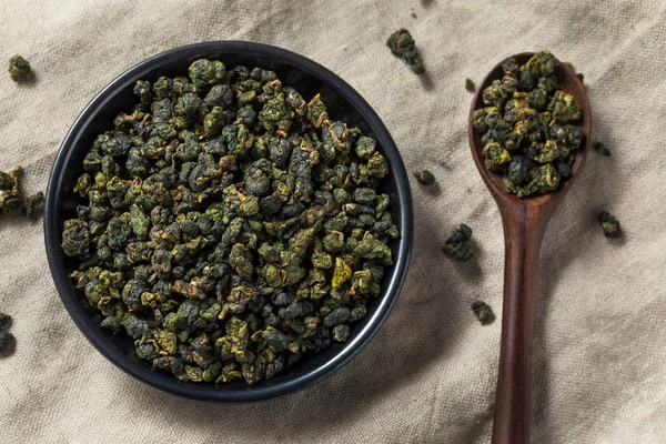 Szárított Szerves Oolong Tea Egy Tálba Gyöngy — Stock Fotó