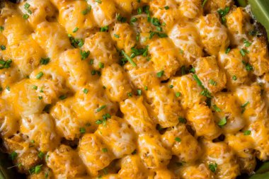 Homemade Tater Tot Hotdish Casserole with Beef and Cheese clipart