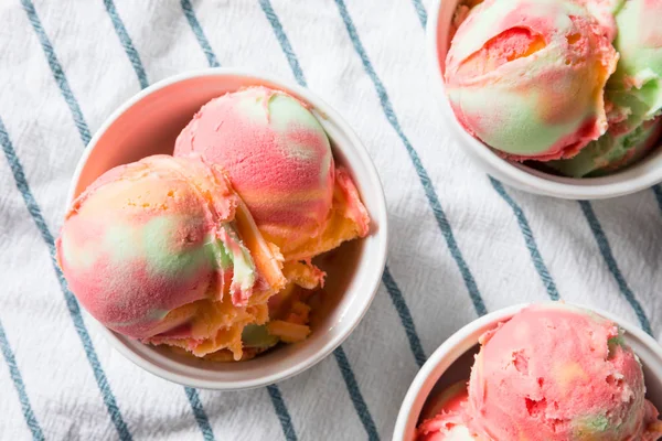 Homemade Rainbow Ice Cream Sorbet in a Bowl