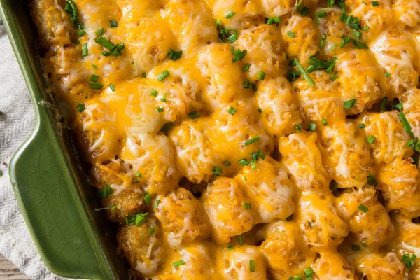 Homemade Tater Tot Hotdish Casserole Beef Cheese — Stock Photo, Image