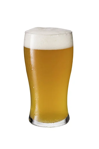 Erfrischendes Bernsteinfarbenes Craft Beer Auf Weiß Mit Clipping Pfad — Stockfoto