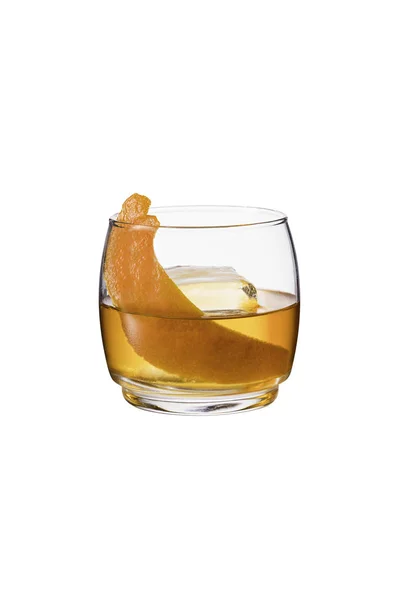 Rafraîchissant Bourbon Old Fashioned Cocktail Sur Blanc Avec Chemin Coupe — Photo