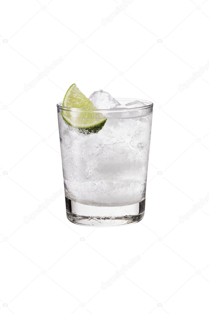 Refreshing Gin and Tonic on White with a Clipping Path