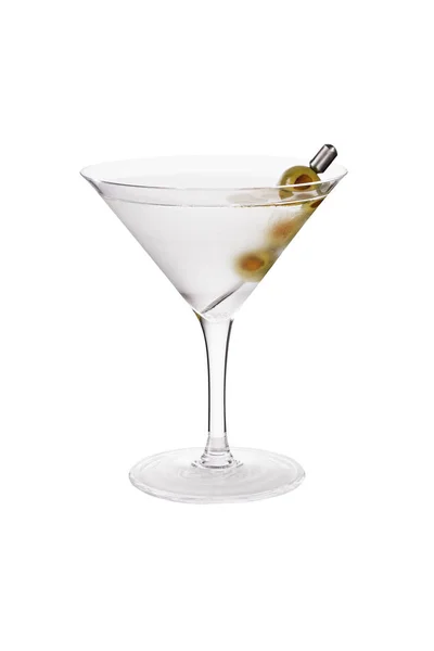 Uppfriskande Vodka Martinicocktail Med Oliver Vitt Med Urklippsbana — Stockfoto