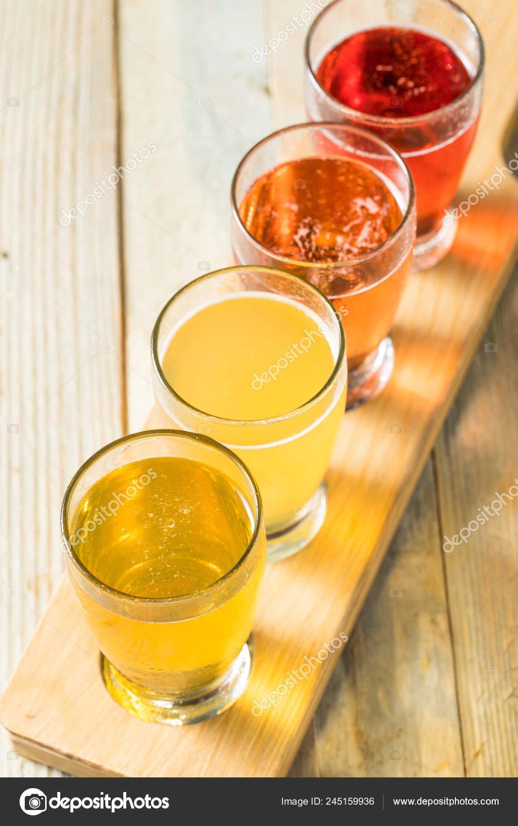 Refreshing Hard Cider Flight Beers Drink Stock Photo by ©bhofack2 245159936
