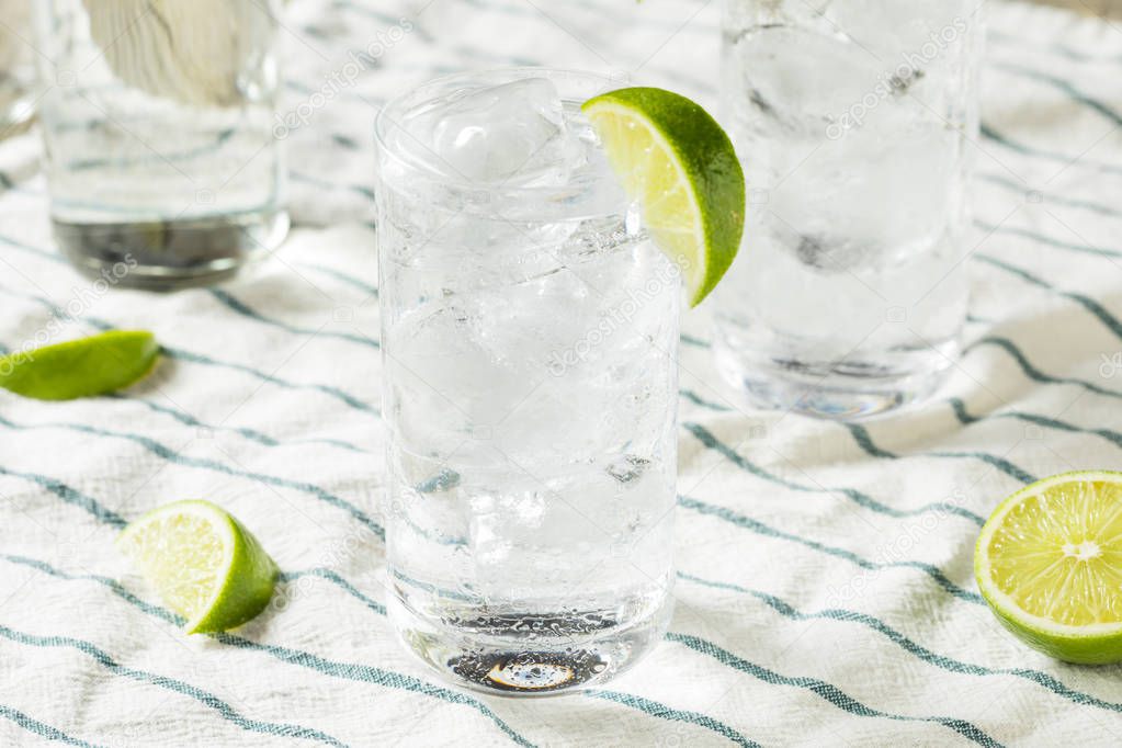 Alcoholic Tequila And Soda Water with Lime