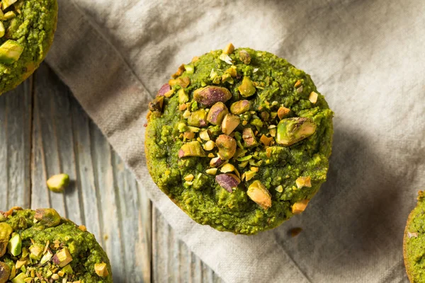 Zelfgemaakte Groene Matcha Pistache Muffins Klaar Eten — Stockfoto