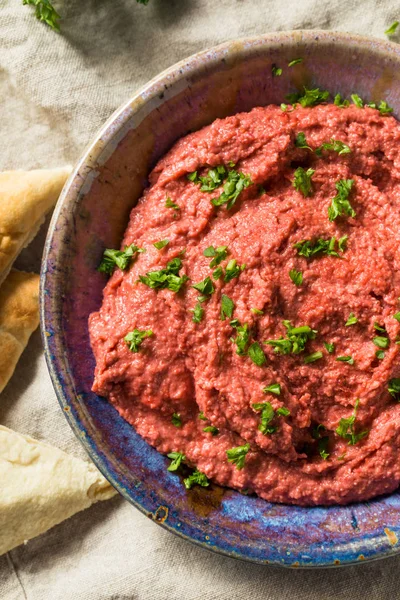 Hummus di barbabietola rossa fatto in casa — Foto Stock