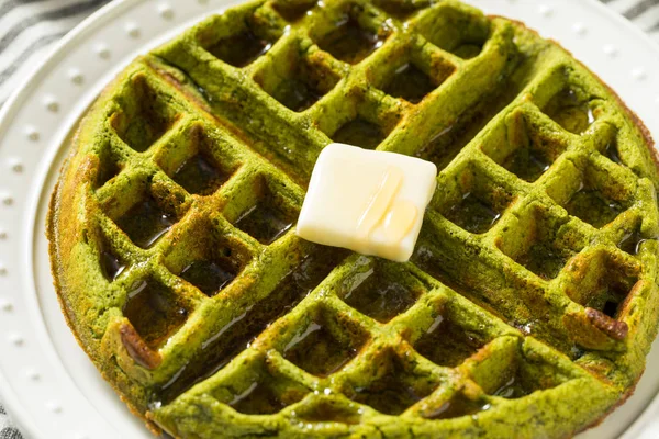 Homemade Green Tea Matcha Waffles — Stock Photo, Image