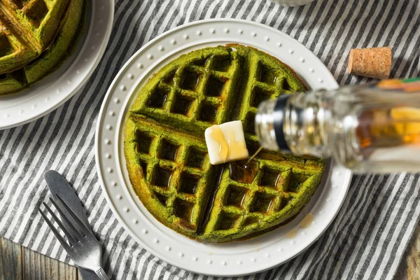 Homemade Green Tea Matcha Waffles — Stock Photo, Image