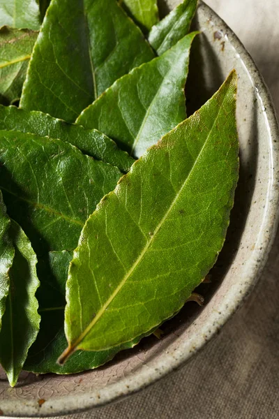 Hojas de laurel orgánicas verdes crudas — Foto de Stock