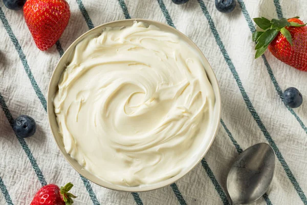 Creamy Homemade Mascarpone Cheese — Stock Photo, Image