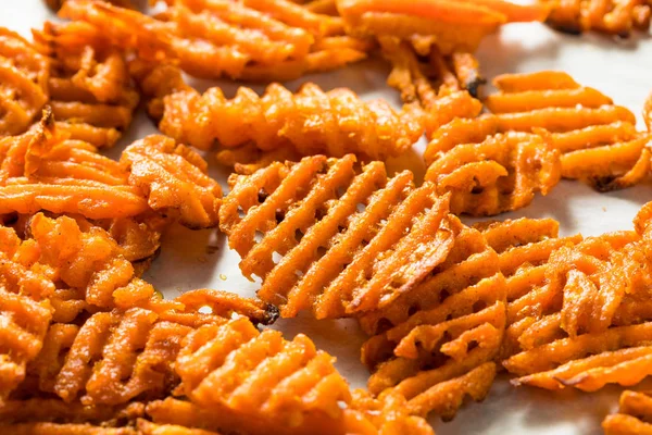 Homemade Sweet Potatoe Waffle Fries — Stock Photo, Image