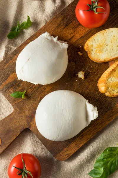 Ev yapımı beyaz İtalyan Burrata peynir — Stok fotoğraf