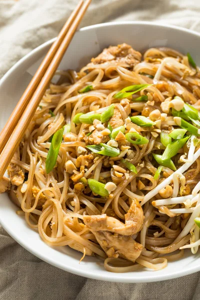 Homemade Chicken Pad Thai — Stock Photo, Image