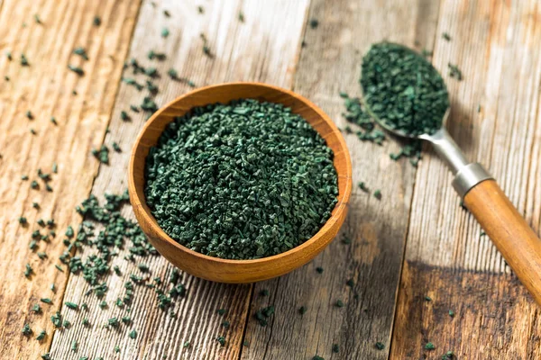 Syrová zelená organická Algea Spirulina — Stock fotografie