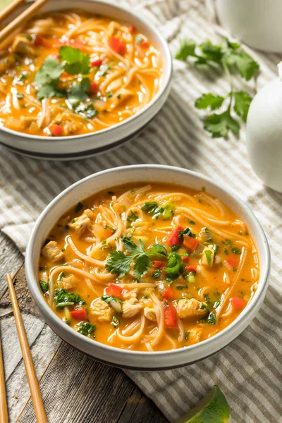 Homemade Thai Chicken Coconut Curry Pho — Stock Photo, Image