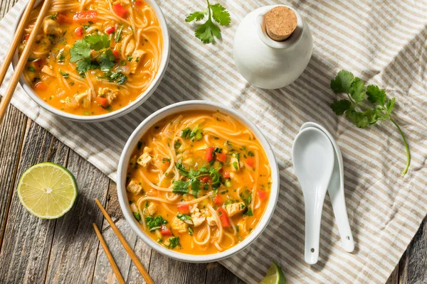 Homemade Thai Chicken Coconut Curry Pho — Stock Photo, Image