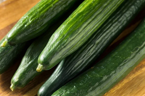 Raw Green Organic English Cucumbers — Stock Photo, Image