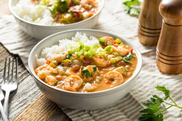 Fűszeres házi Cajun garnéla Etouffee — Stock Fotó