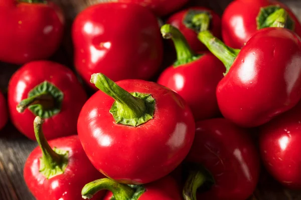 Rå ekologisk röd körsbär bomb Peppers — Stockfoto