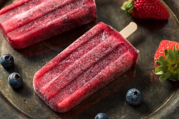 Homemade Frozen Kombucha Berry Popsicles — Stock Photo, Image