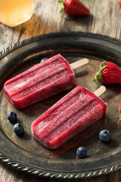 Caseiro congelado Kombucha Berry Popsicles — Fotografia de Stock