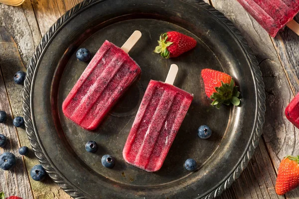 Холодное мороженое Kombucha Berry Popsicles — стоковое фото