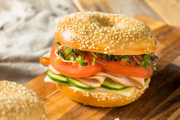 Házi bagel Törökország szendvics — Stock Fotó