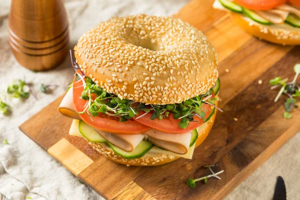 Házi bagel Törökország szendvics — Stock Fotó