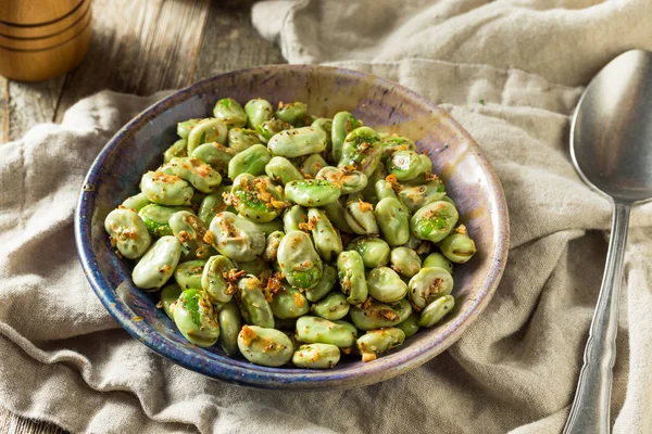 Fagioli di Fava saltati aglio fatti in casa — Foto Stock