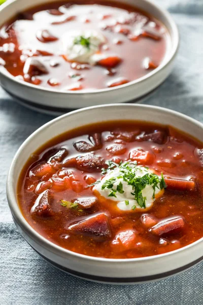 Házi orosz cékla borscht leves — Stock Fotó