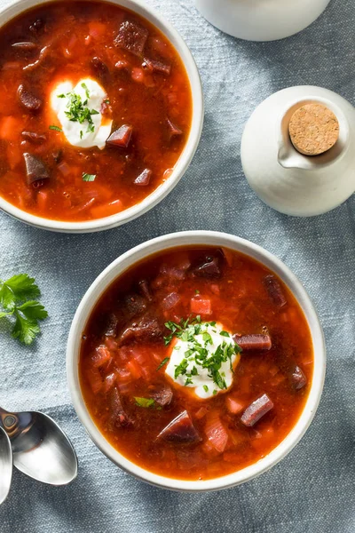 Ev yapımı Rus pancar borscht çorbası