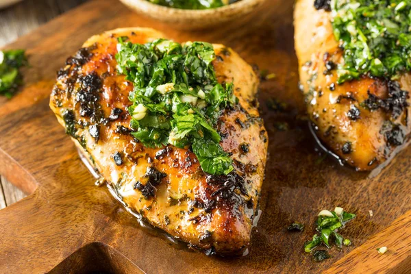 Homemade Grilled Chimichurri Chicken Breast — Stock Photo, Image