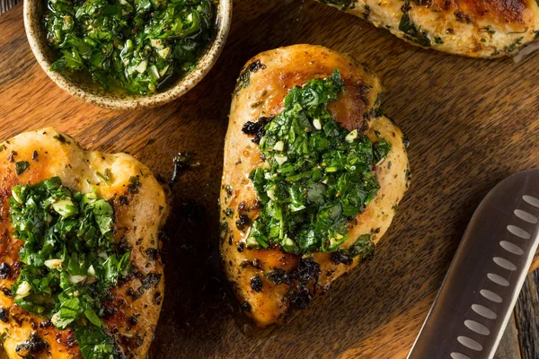 Homemade Grilled Chimichurri Chicken Breast — Stock Photo, Image