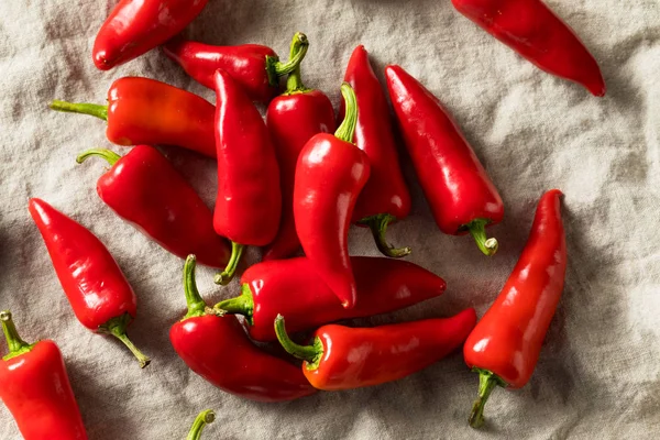 Rå röd ekologisk Fresno Peppers — Stockfoto