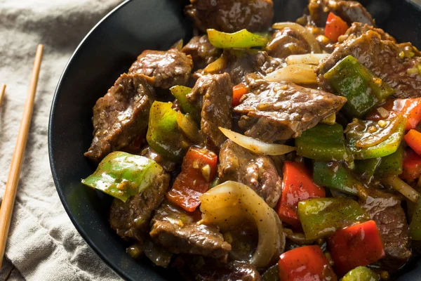 Homemade Chinese Pepper Steak — Stock Photo, Image