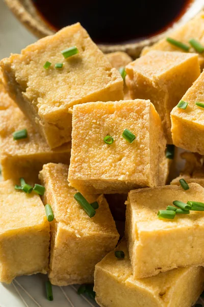 Caseiro asiático frito cubos de tofu — Fotografia de Stock